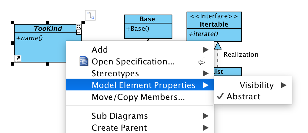 Abstract class and operation