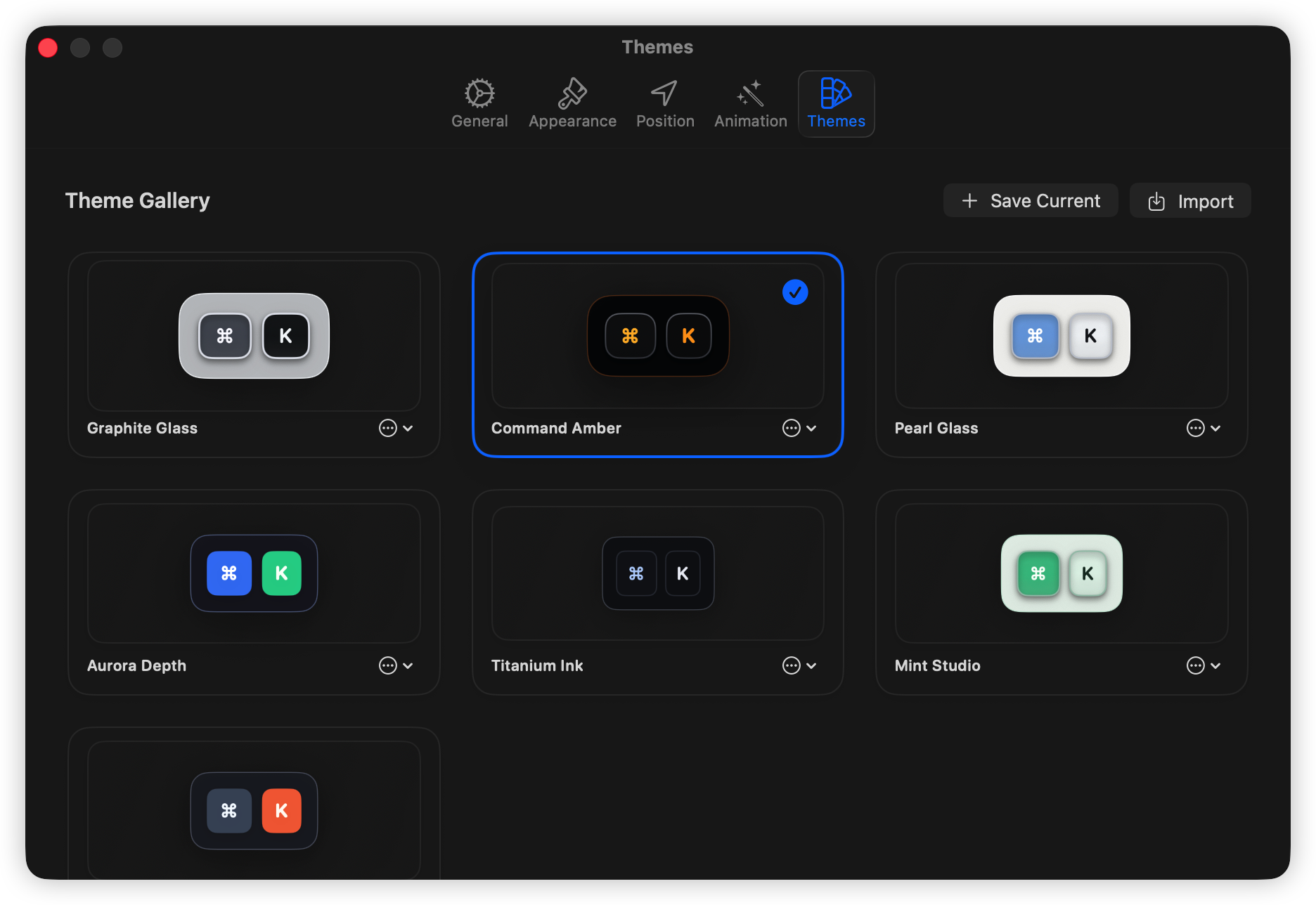 KeyTop theme settings
